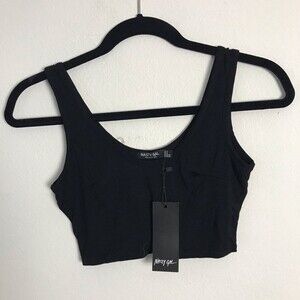 Nasty Gal Simple Black Crop Top- Stretchy- Size 4- NWTs